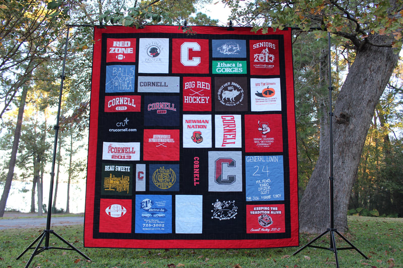 Customizable T-shirt Memory Quilt QUEEN SIZE 42 Squares 7ft by 6ft 12x12  Squares Poly Batting Cotton Backing-you Pick the Color 